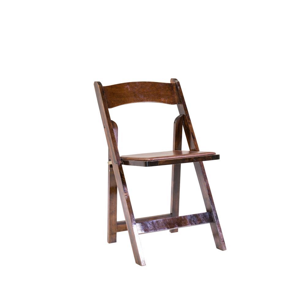 Fruitwood Brown Seat Wood Folding Chair | Signature Party
